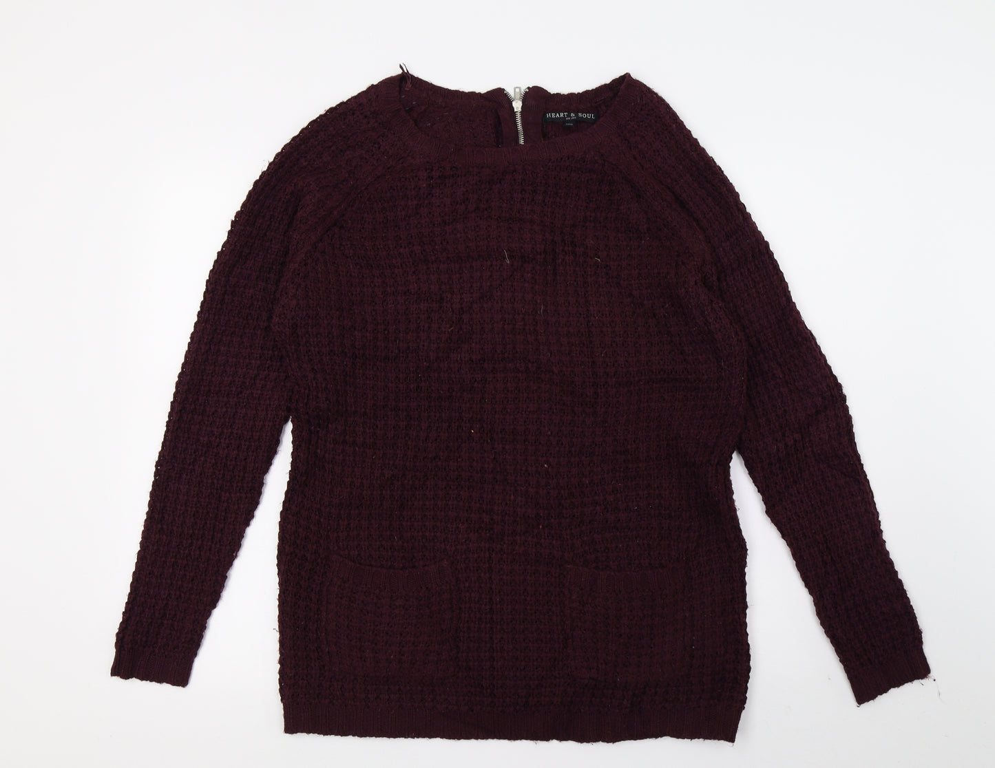 Heart & Soul Womens Purple  Knit Pullover Jumper Size 12