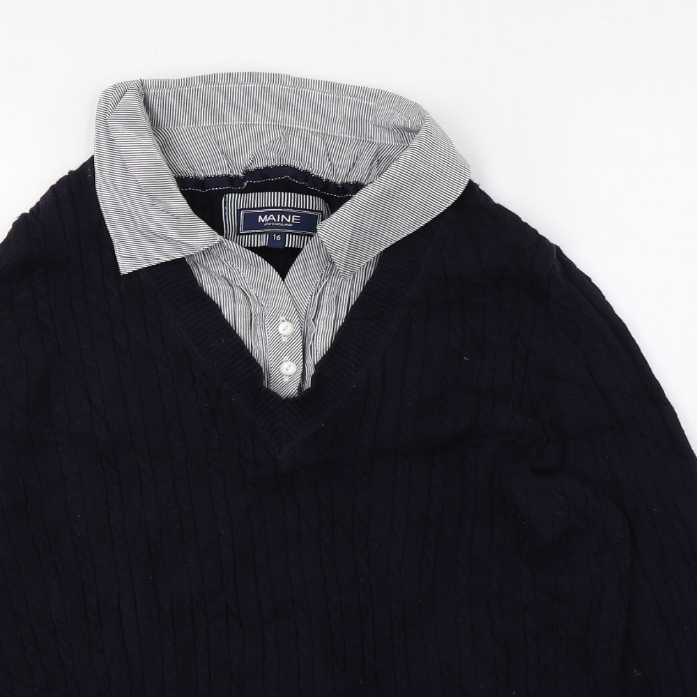 Maine Womens Blue  Knit Pullover Jumper Size 16  - Shirt design