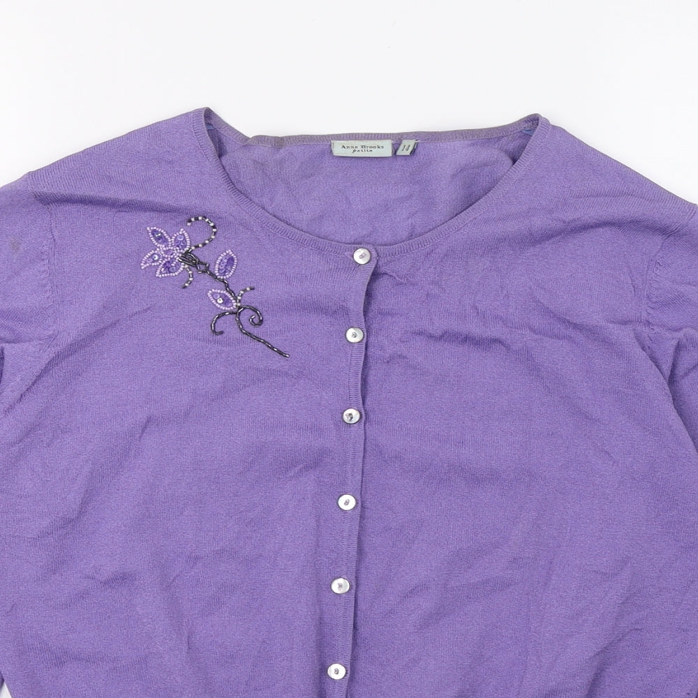 Anne Brooks Womens Purple   Cardigan Jumper Size 14