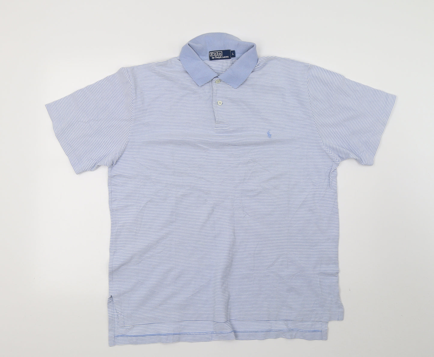 Polo Ralph Lauren Mens Blue Striped   Polo Size L