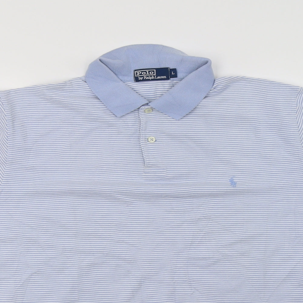 Polo Ralph Lauren Mens Blue Striped   Polo Size L