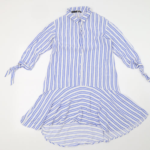 Zara Womens Blue Striped  Fit & Flare  Size 4