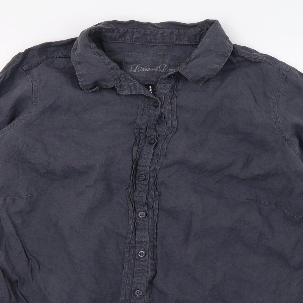 M&S Womens Grey   Basic Button-Up Size 18
