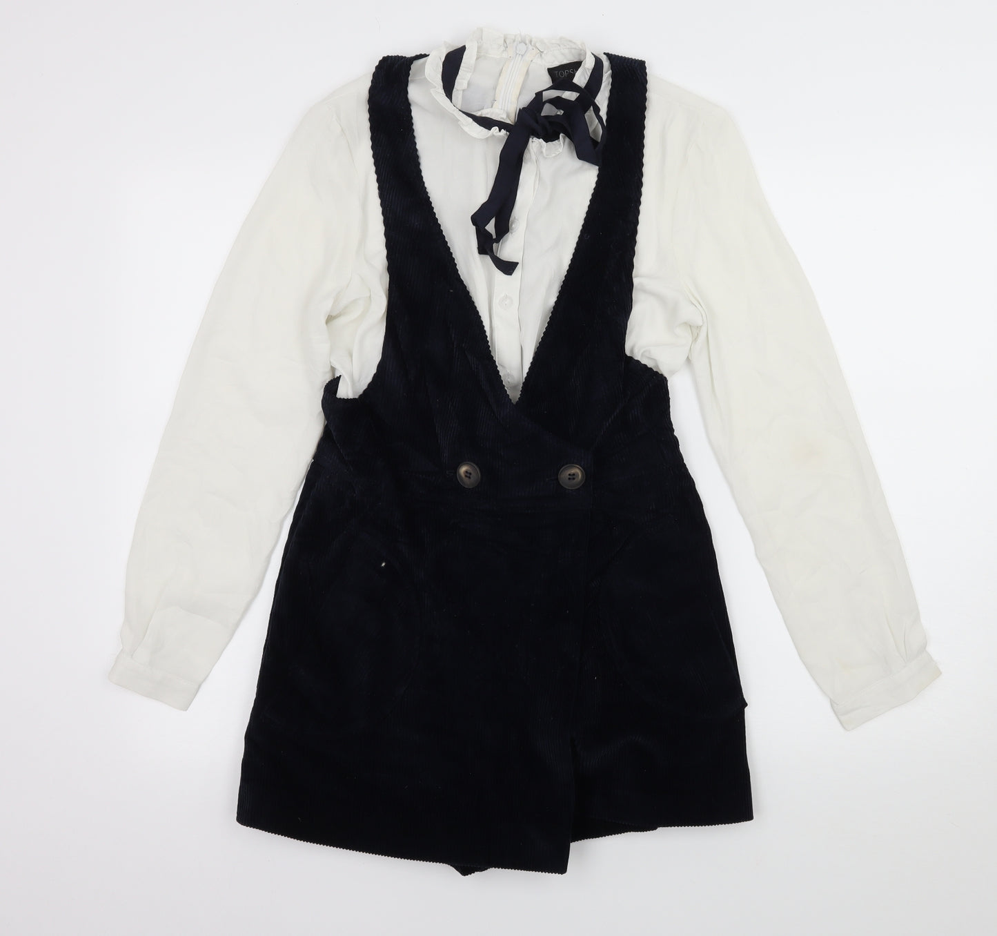 Topshop Womens Blue  Corduroy Playsuit One-Piece Size 10