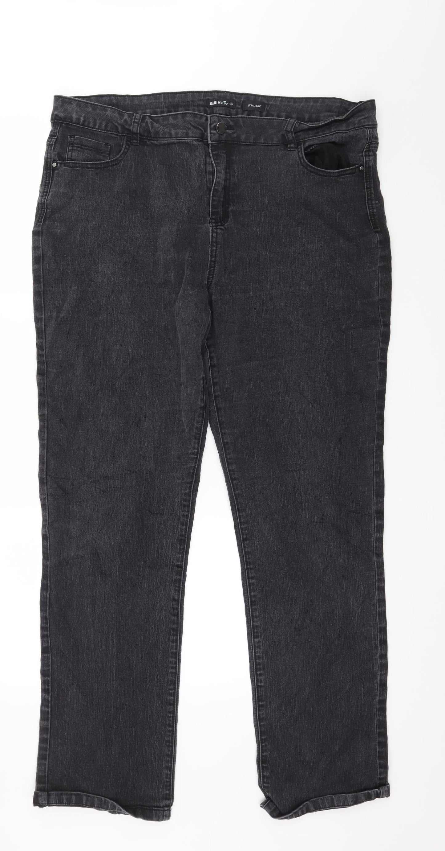 TU Womens Black  Denim Straight Jeans Size 20 L31 in