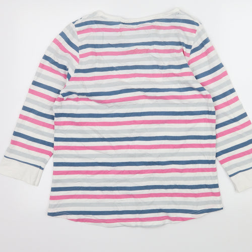 Tayberry Womens White Striped Jersey Basic T-Shirt Size M