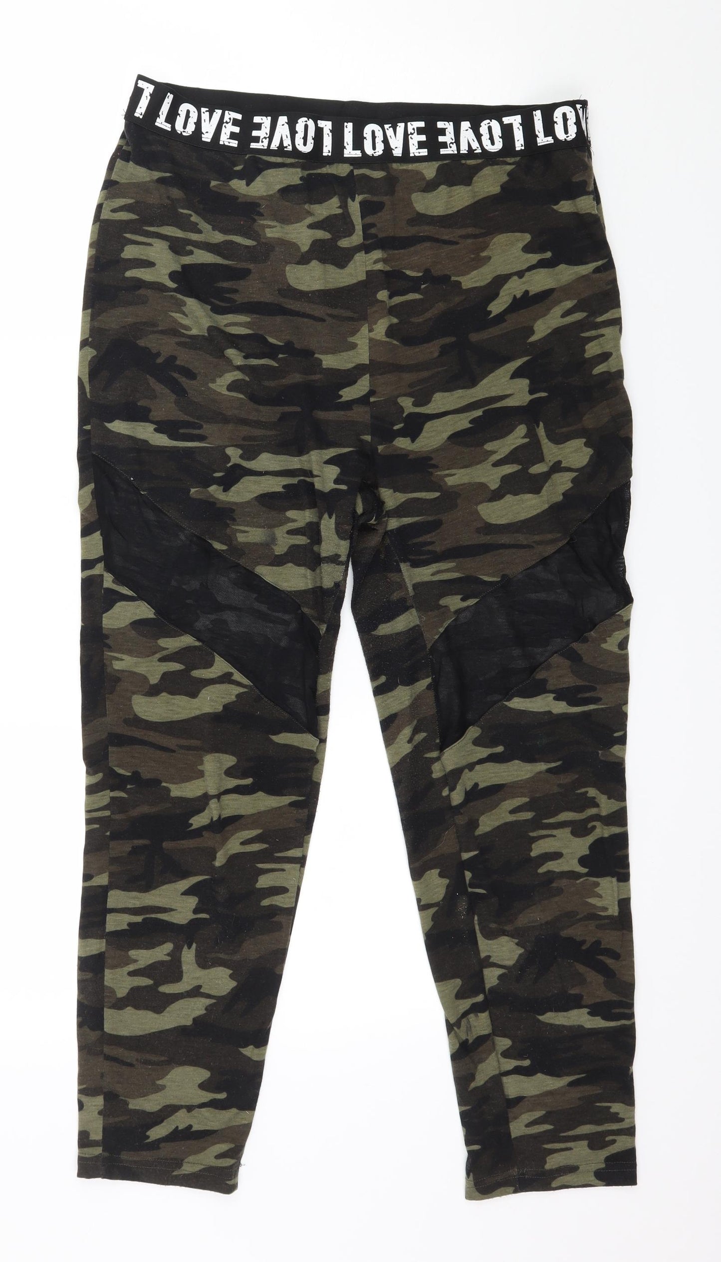 SheIn Womens Green Camouflage Jersey Capri Leggings Size XL L26 in