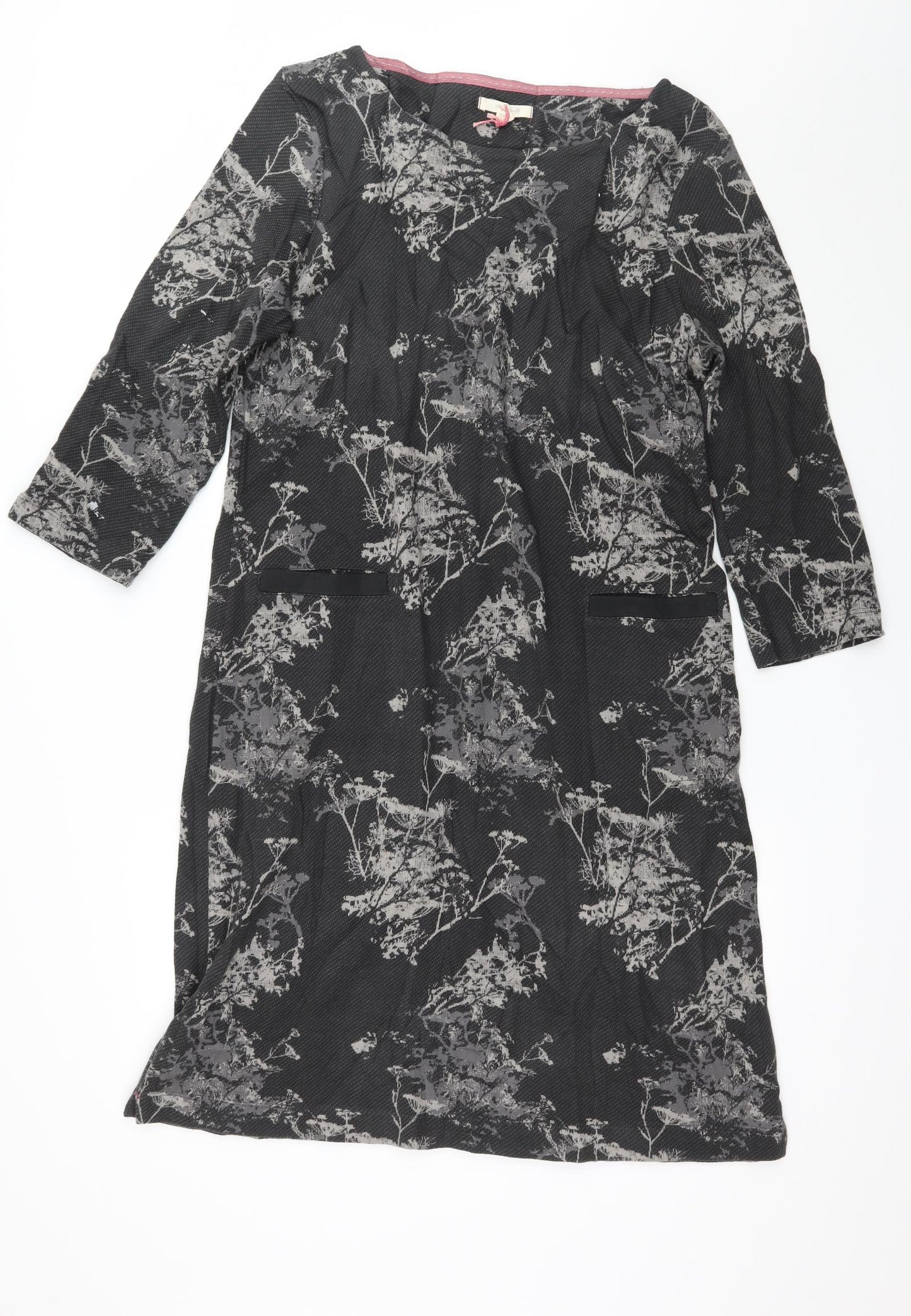 White Stuff Womens Grey Floral Jersey Jumper Dress  Size 12