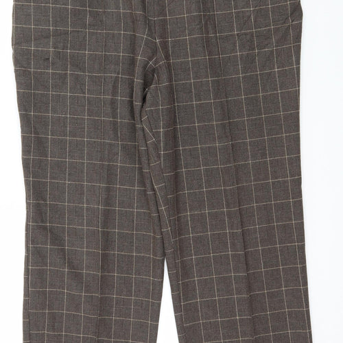 Marks and Spencer Womens Brown Check  Trousers  Size 16 L29 in