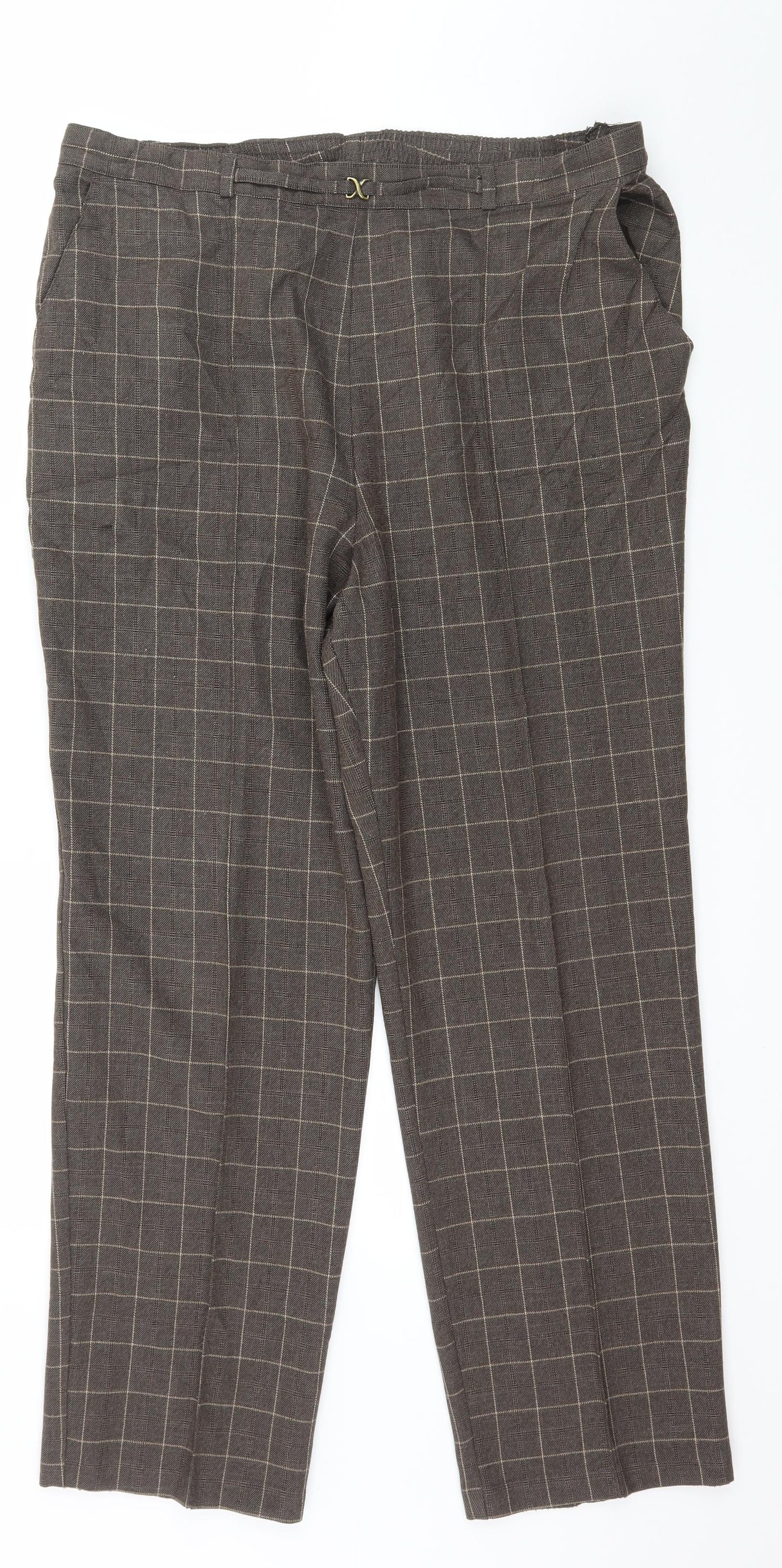 Marks and Spencer Womens Brown Check  Trousers  Size 16 L29 in