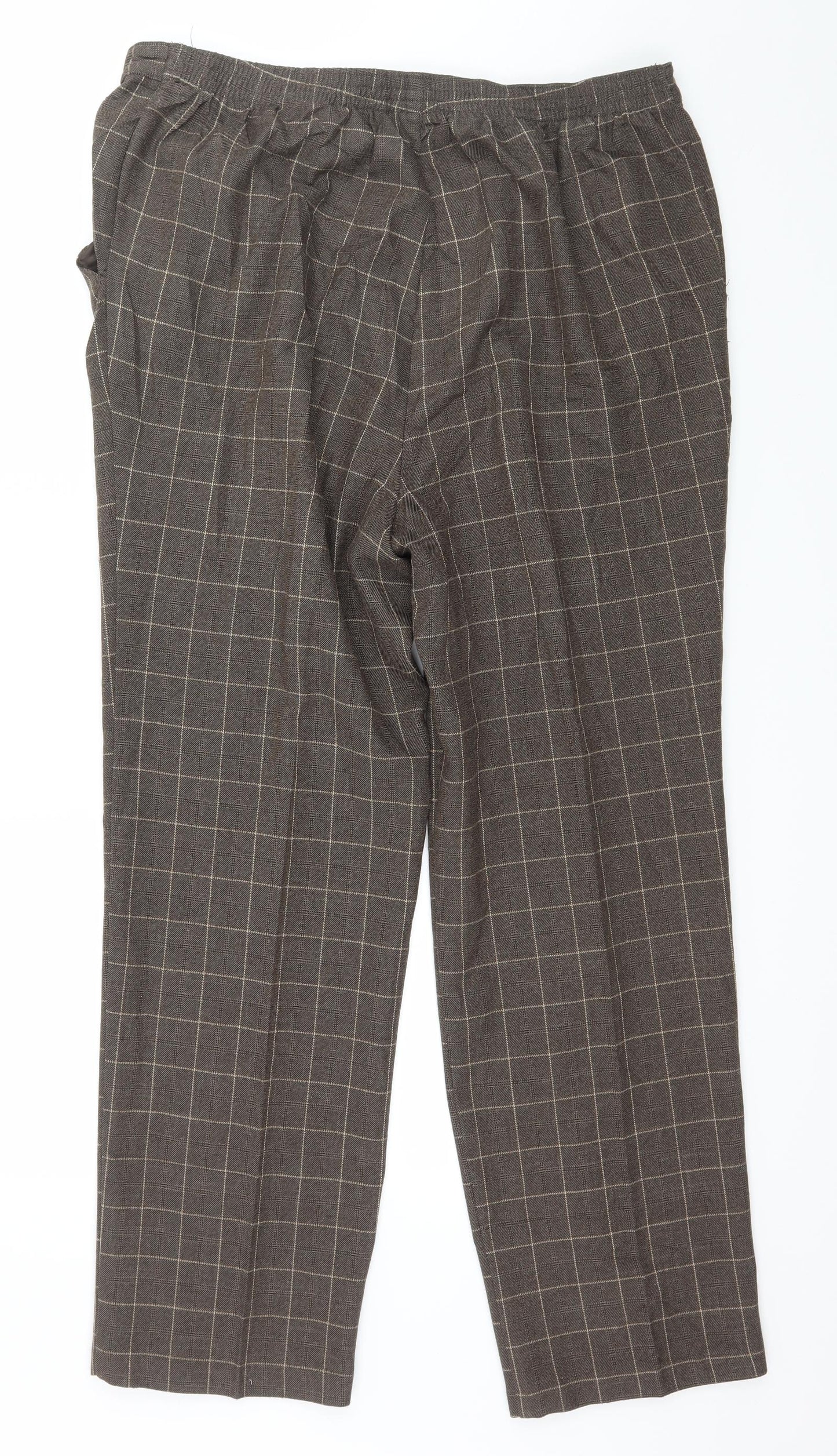 Marks and Spencer Womens Brown Check  Trousers  Size 16 L29 in