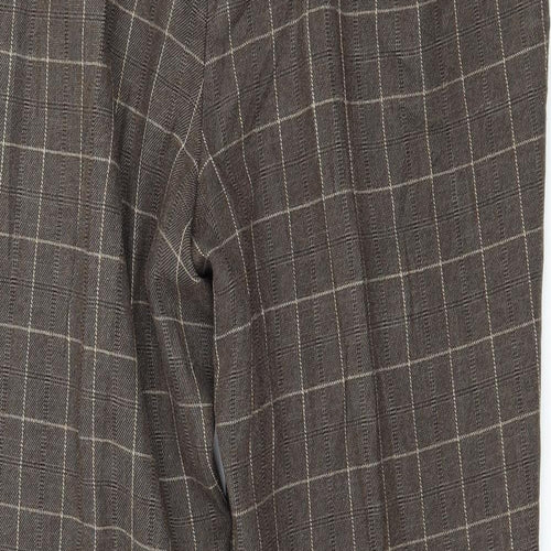 Marks and Spencer Womens Brown Check  Trousers  Size 16 L29 in