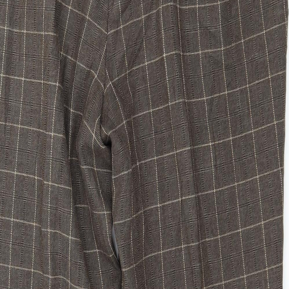 Marks and Spencer Womens Brown Check  Trousers  Size 16 L29 in