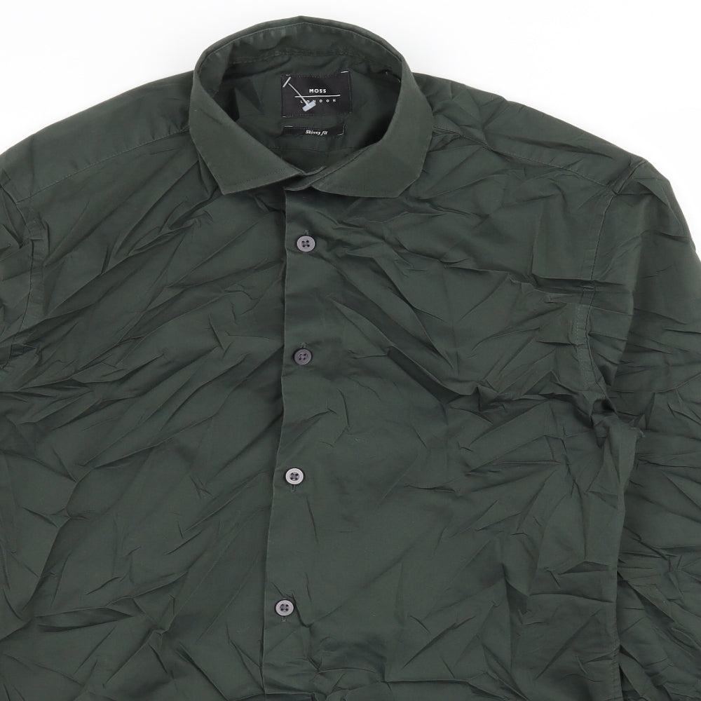 Moss Mens Green    Dress Shirt Size M