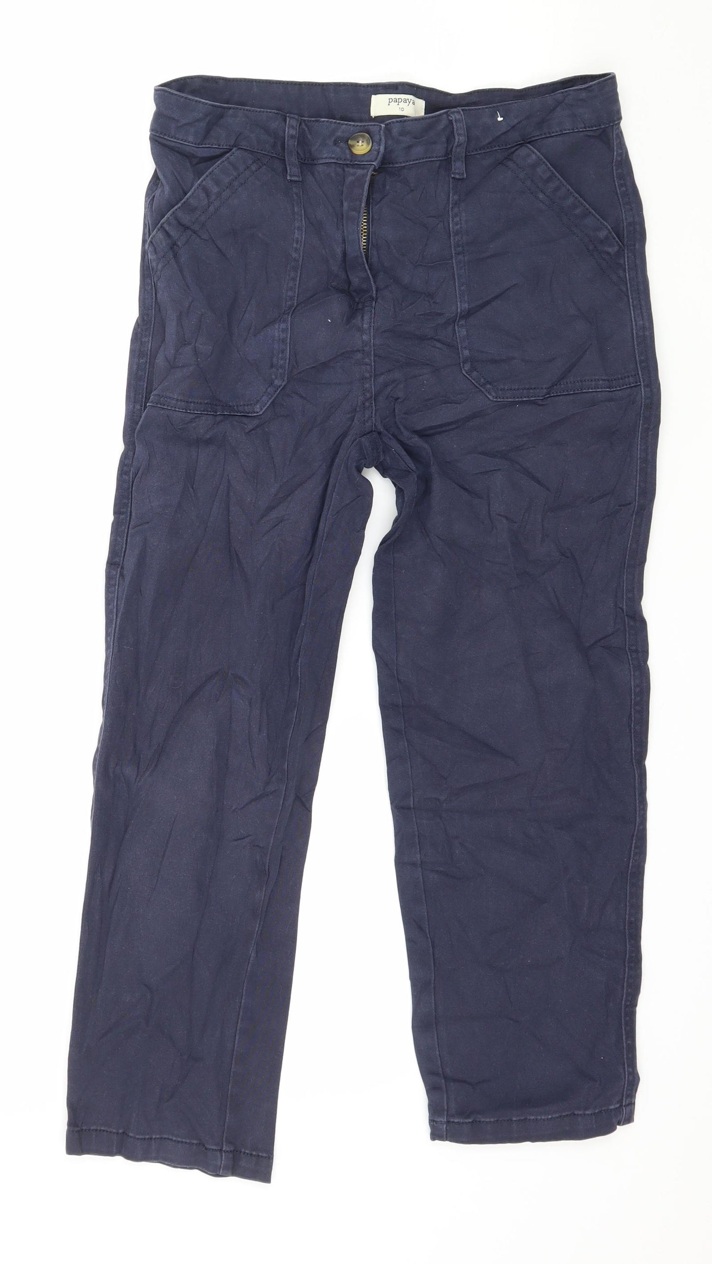 Papaya Womens Blue   Cropped Trousers Size 10 L23 in