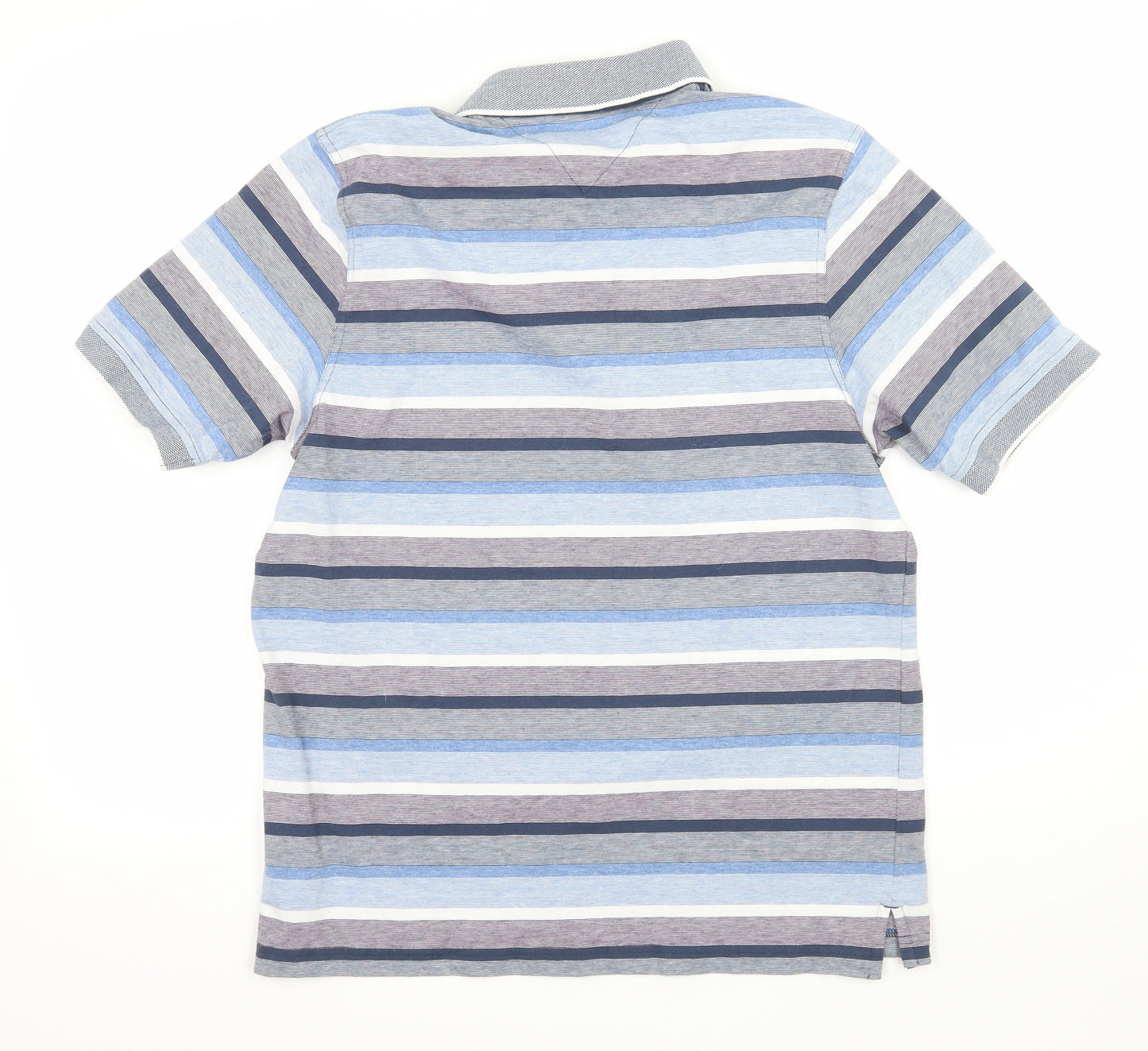 Lincoln Mens Blue Striped Jersey  Polo Size M