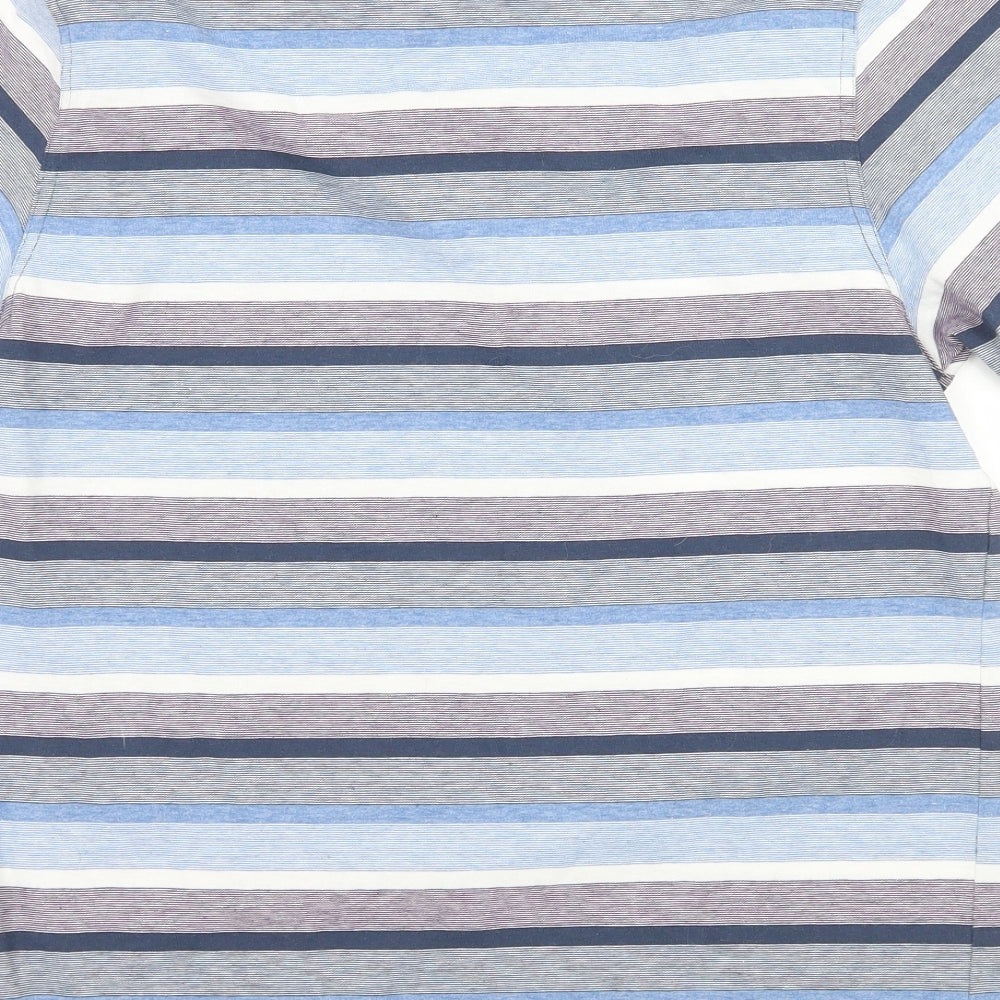 Lincoln Mens Blue Striped Jersey  Polo Size M