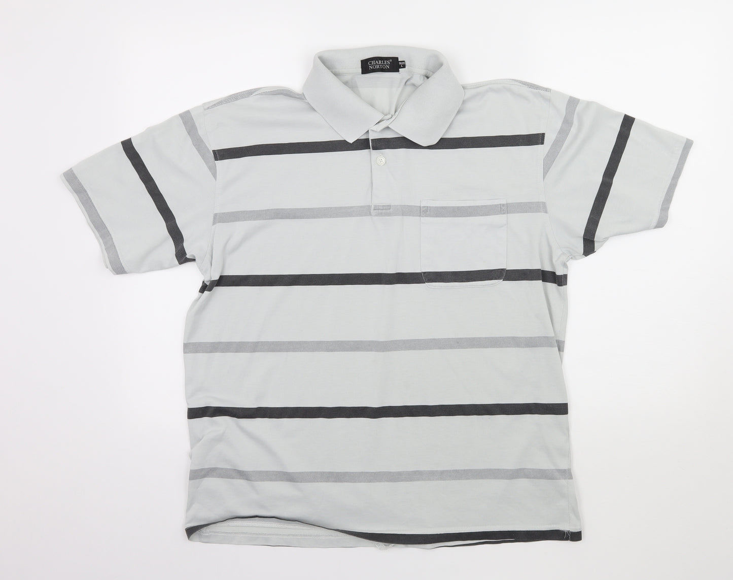 Charles Norton Mens Gold Striped Jersey  Polo Size L