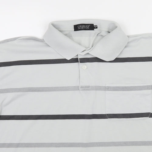 Charles Norton Mens Gold Striped Jersey  Polo Size L