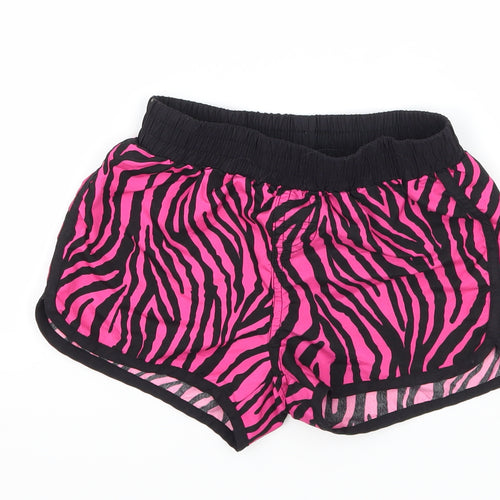 Miss evie Girls Black Animal Print  Sweat Shorts Size 7 Years