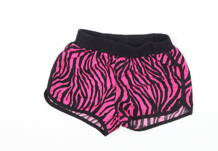 Miss evie Girls Black Animal Print  Sweat Shorts Size 7 Years