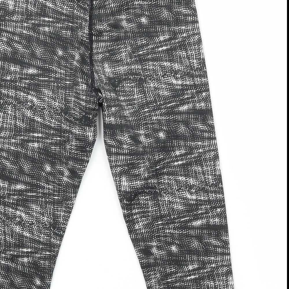USA Pro Girls Black Geometric Jersey Cropped Trousers Size 11-12 Years - Leggings