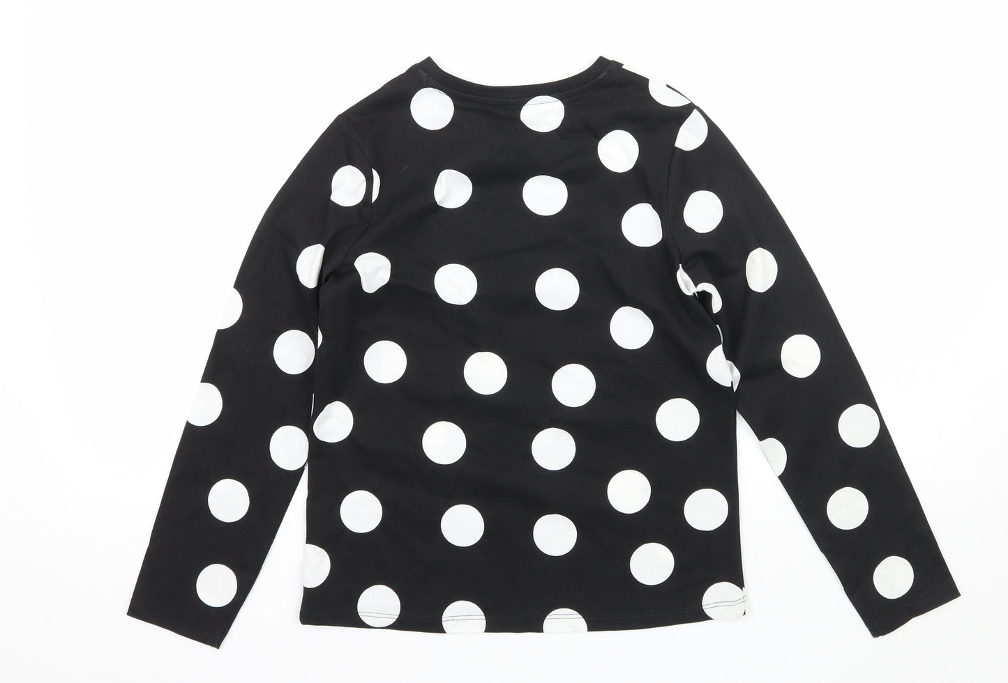Gworge Girls Black Polka Dot Jersey Basic T-Shirt Size 9-10 Years