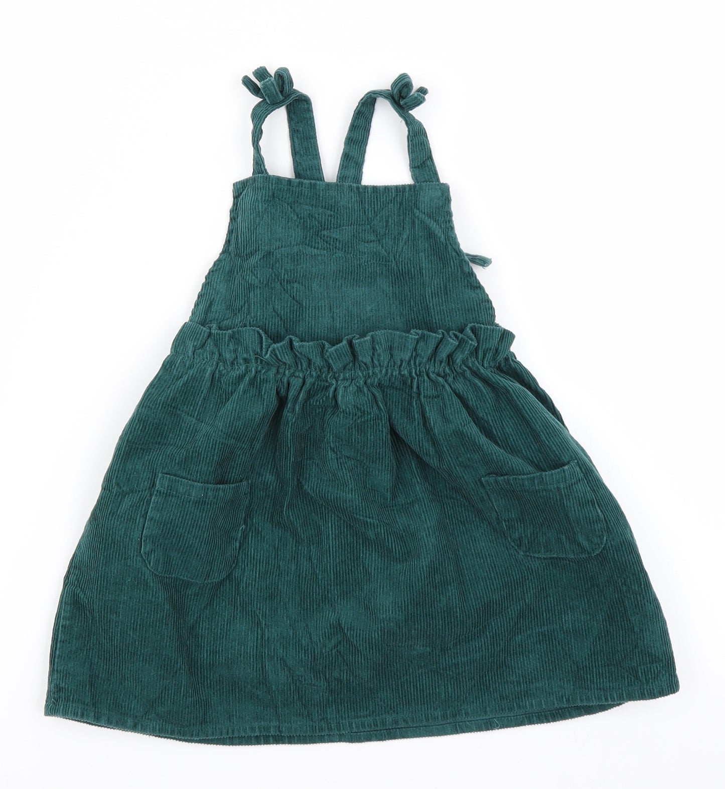 George Girls Green  Corduroy Pinafore/Dungaree Dress  Size 18-24 Months