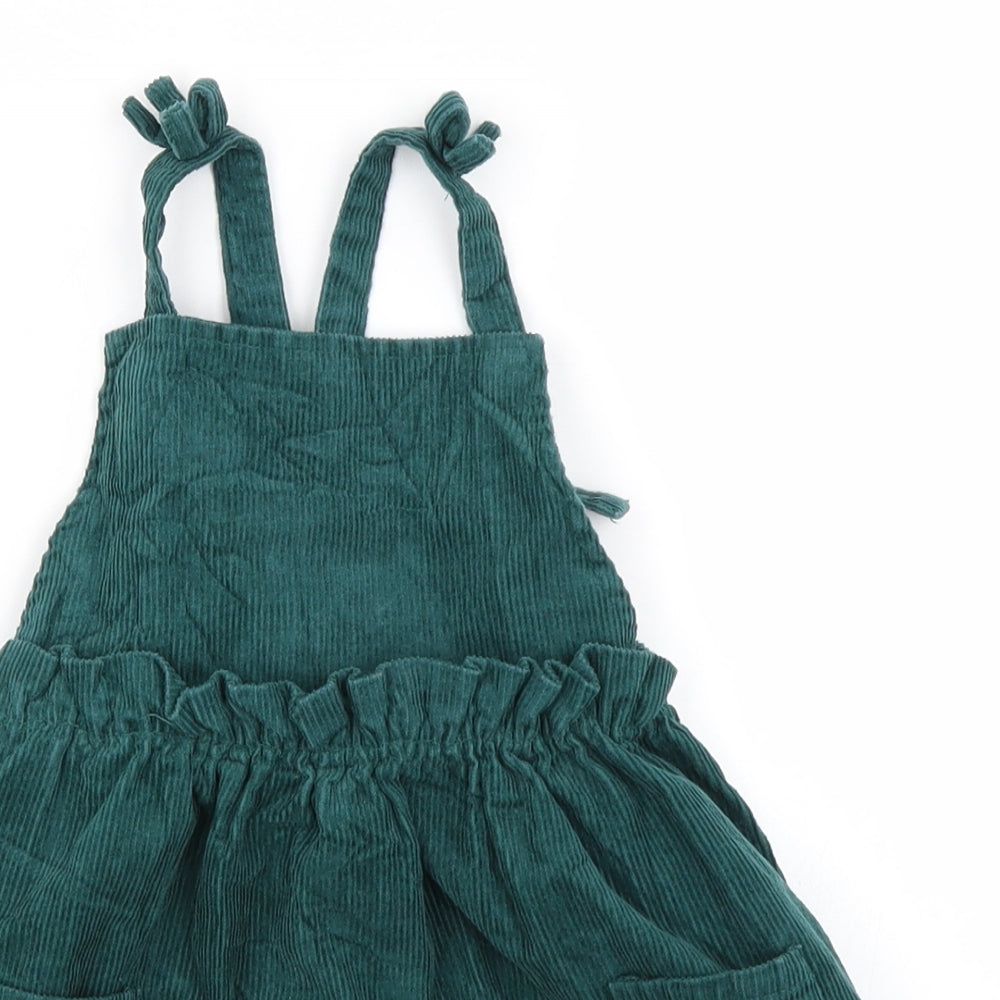 George Girls Green  Corduroy Pinafore/Dungaree Dress  Size 18-24 Months