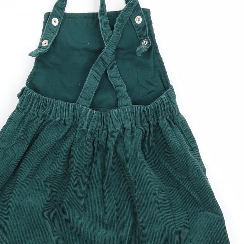 George Girls Green  Corduroy Pinafore/Dungaree Dress  Size 18-24 Months