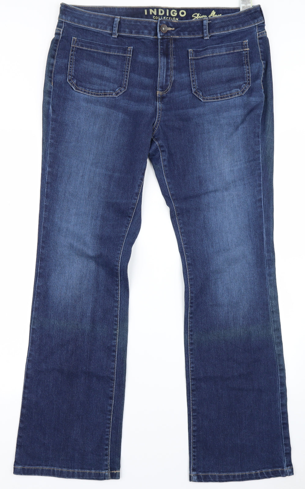 Indigo Womens Blue  Denim Flared Jeans Size 16 L29 in