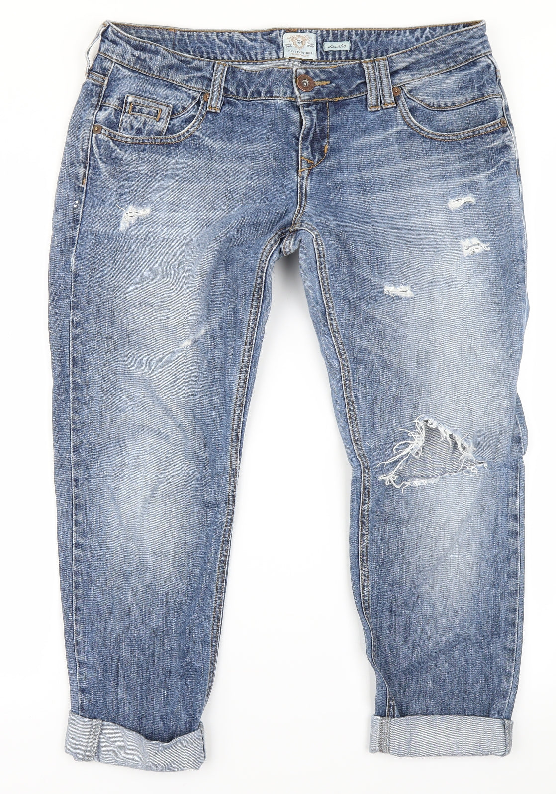 River Island Womens Blue  Denim Capri Jeans Size 14 L23 in