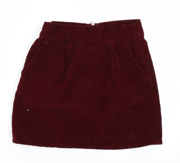 Topshop Womens Red Corduroy A-Line Skirt Size 26 in