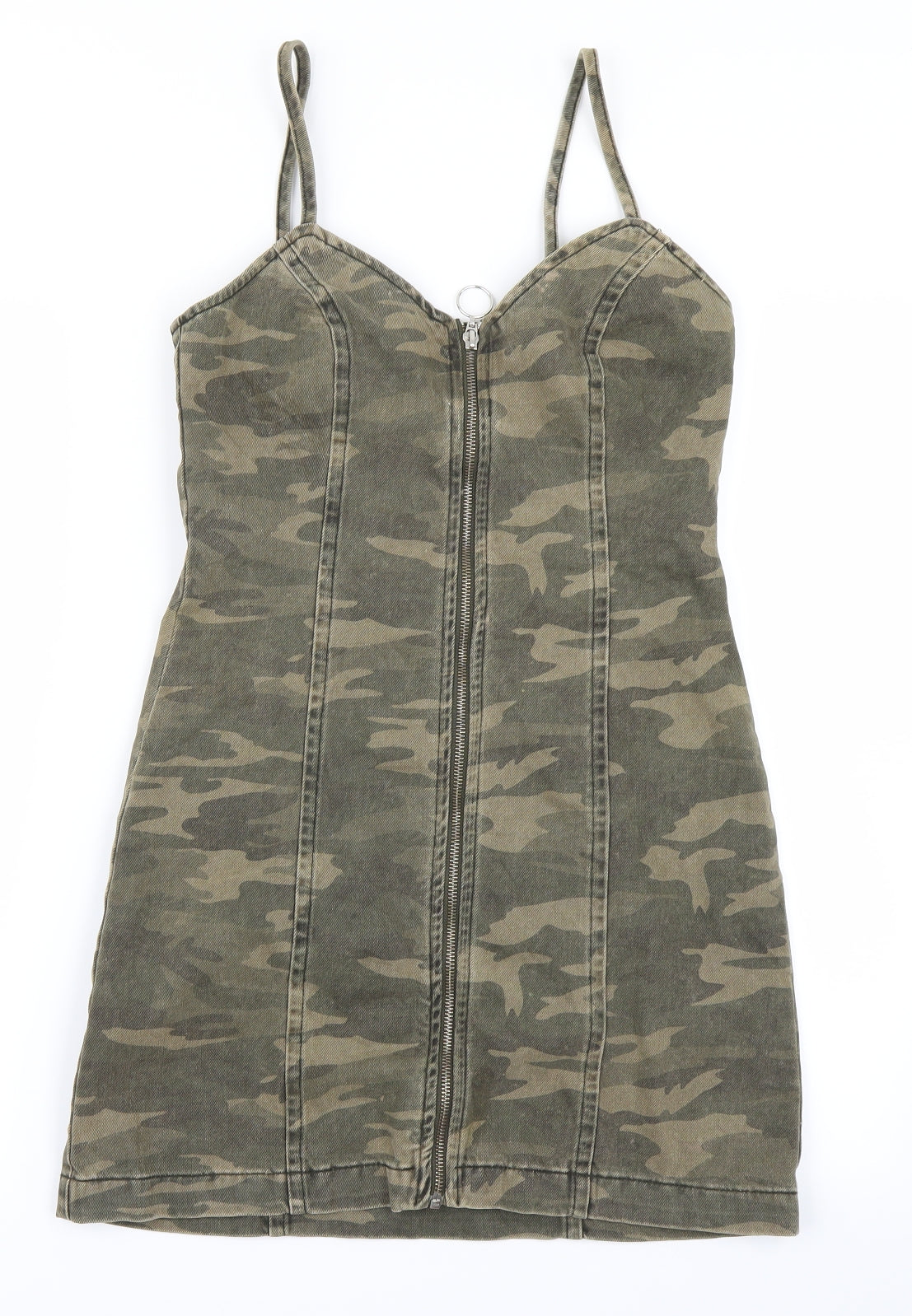 Topshop Womens Green Camouflage Denim Mini  Size 6
