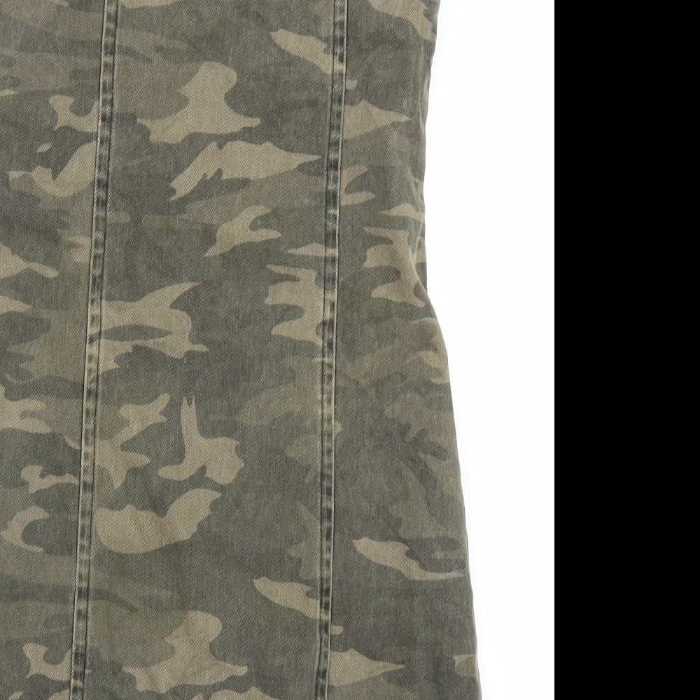 Topshop Womens Green Camouflage Denim Mini  Size 6