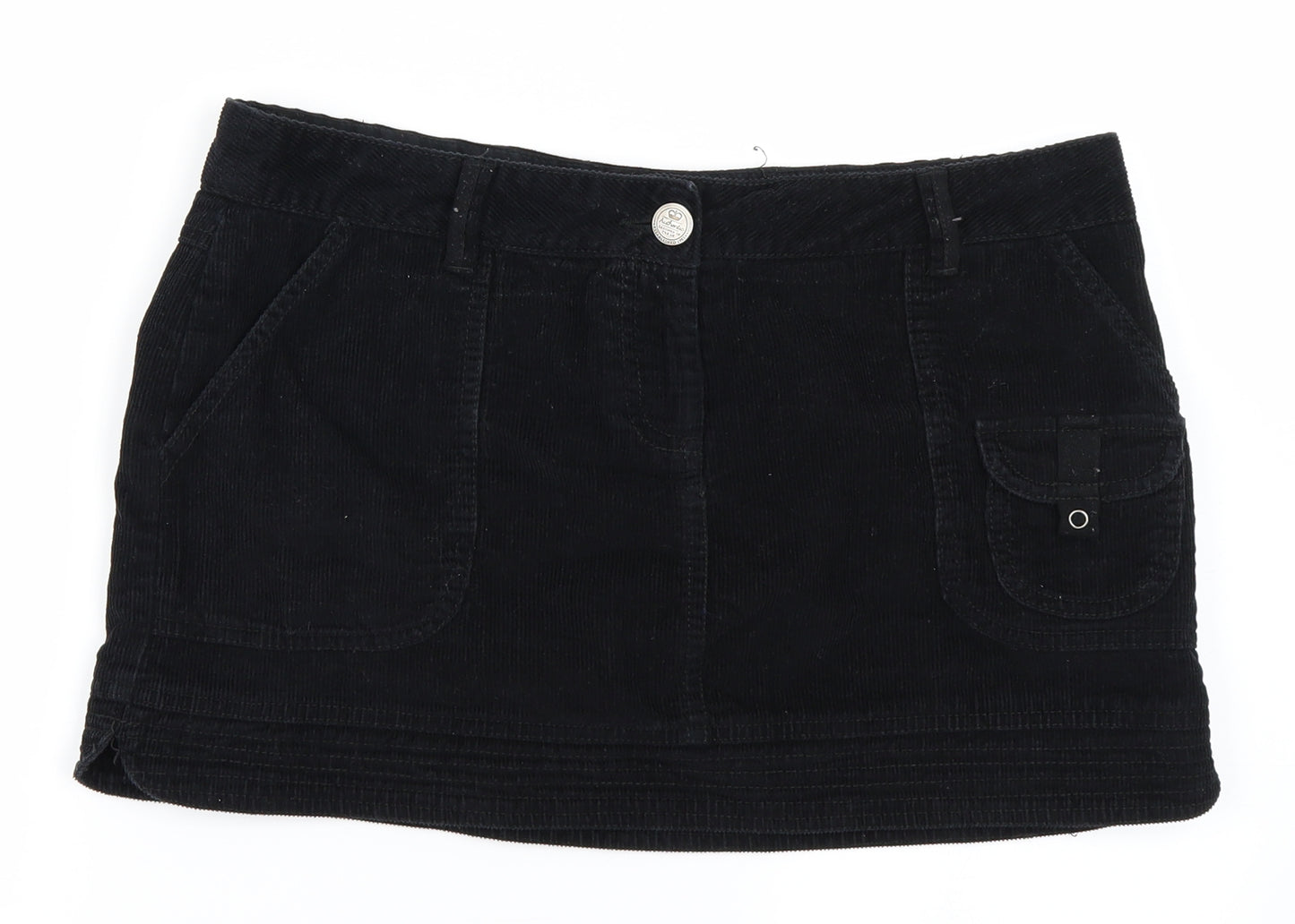 NEXT Womens Black  Corduroy Mini Skirt Size 14