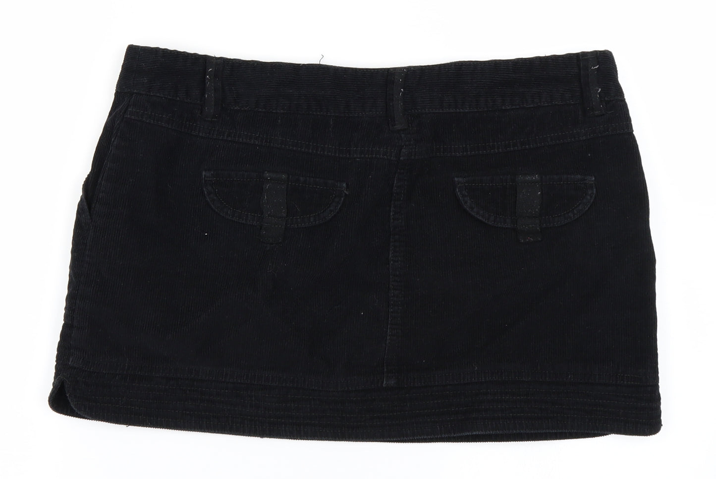 NEXT Womens Black  Corduroy Mini Skirt Size 14