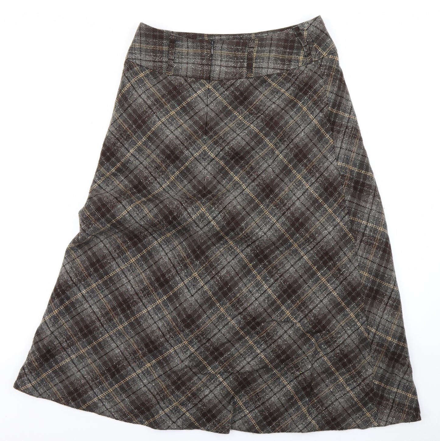 C.A.N.D.A Womens Brown Plaid  Flare Skirt Size 10