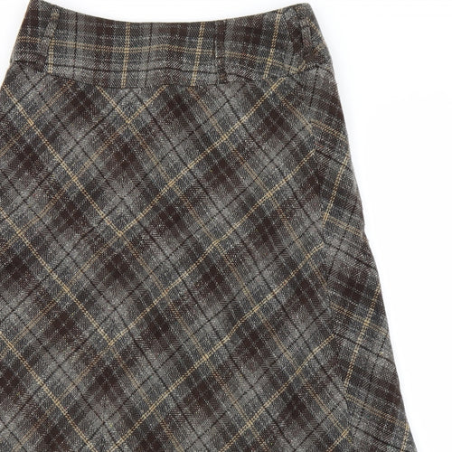 C.A.N.D.A Womens Brown Plaid  Flare Skirt Size 10