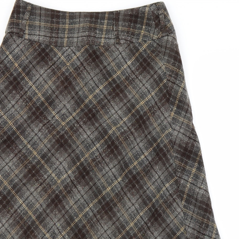 C.A.N.D.A Womens Brown Plaid  Flare Skirt Size 10