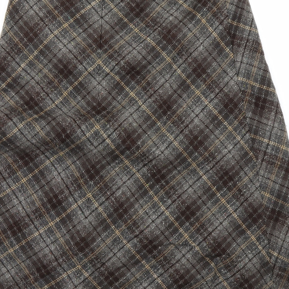 C.A.N.D.A Womens Brown Plaid  Flare Skirt Size 10
