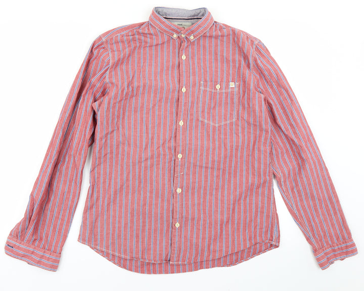 NEXT Mens Red Striped Button-Up Size M