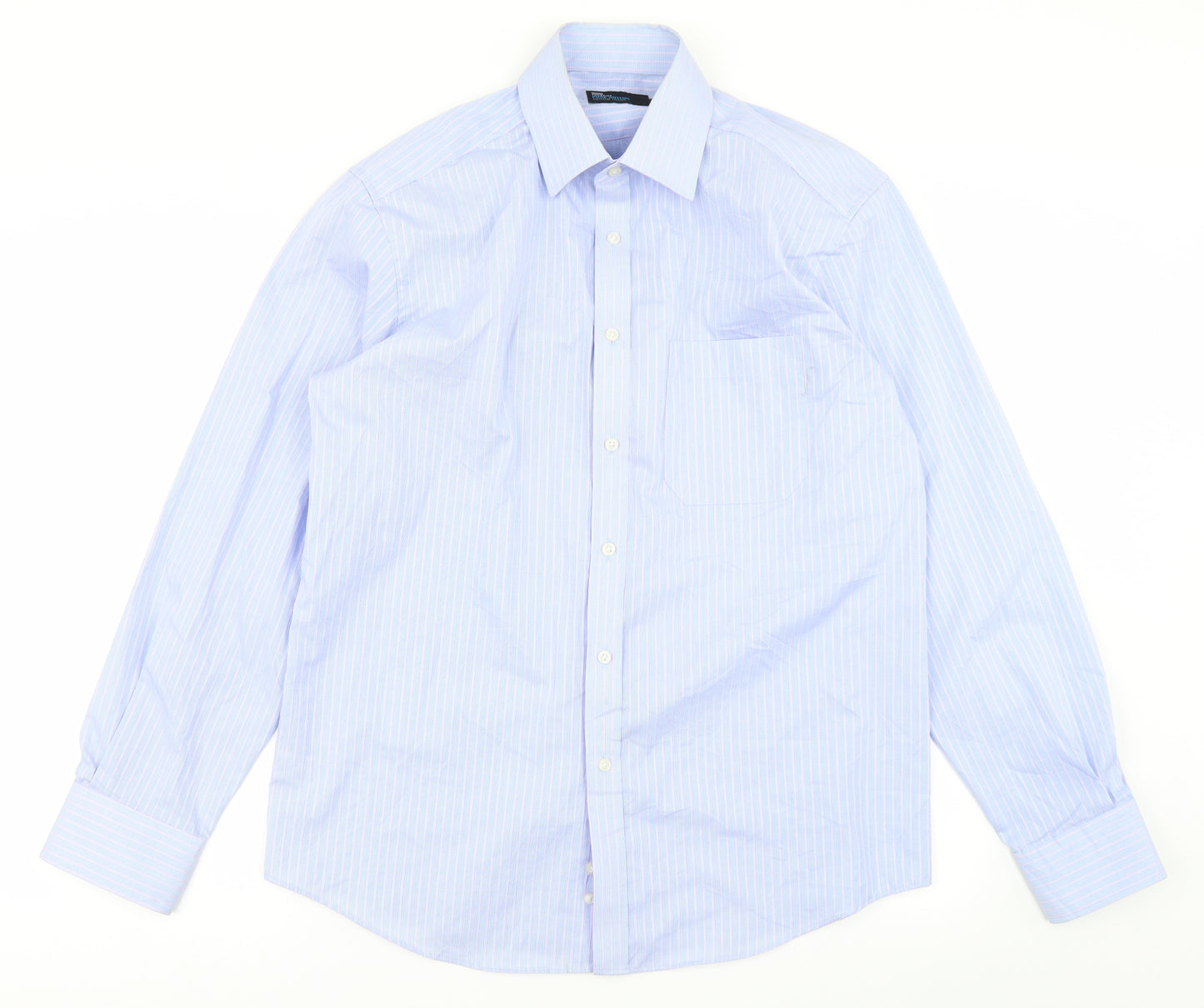 Marks & Spencer Mens Blue Striped   Dress Shirt Size 15.5