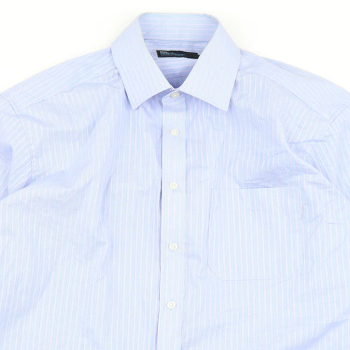 Marks & Spencer Mens Blue Striped   Dress Shirt Size 15.5