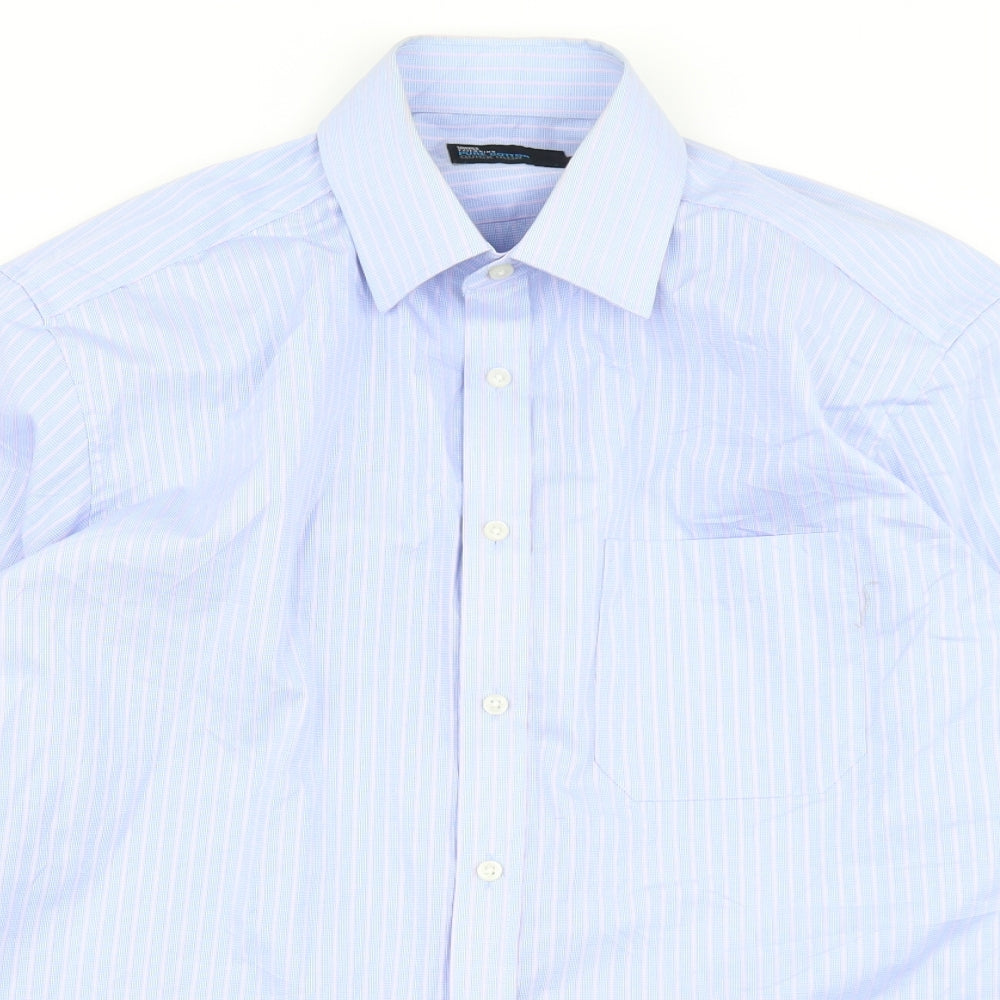 Marks & Spencer Mens Blue Striped   Dress Shirt Size 15.5