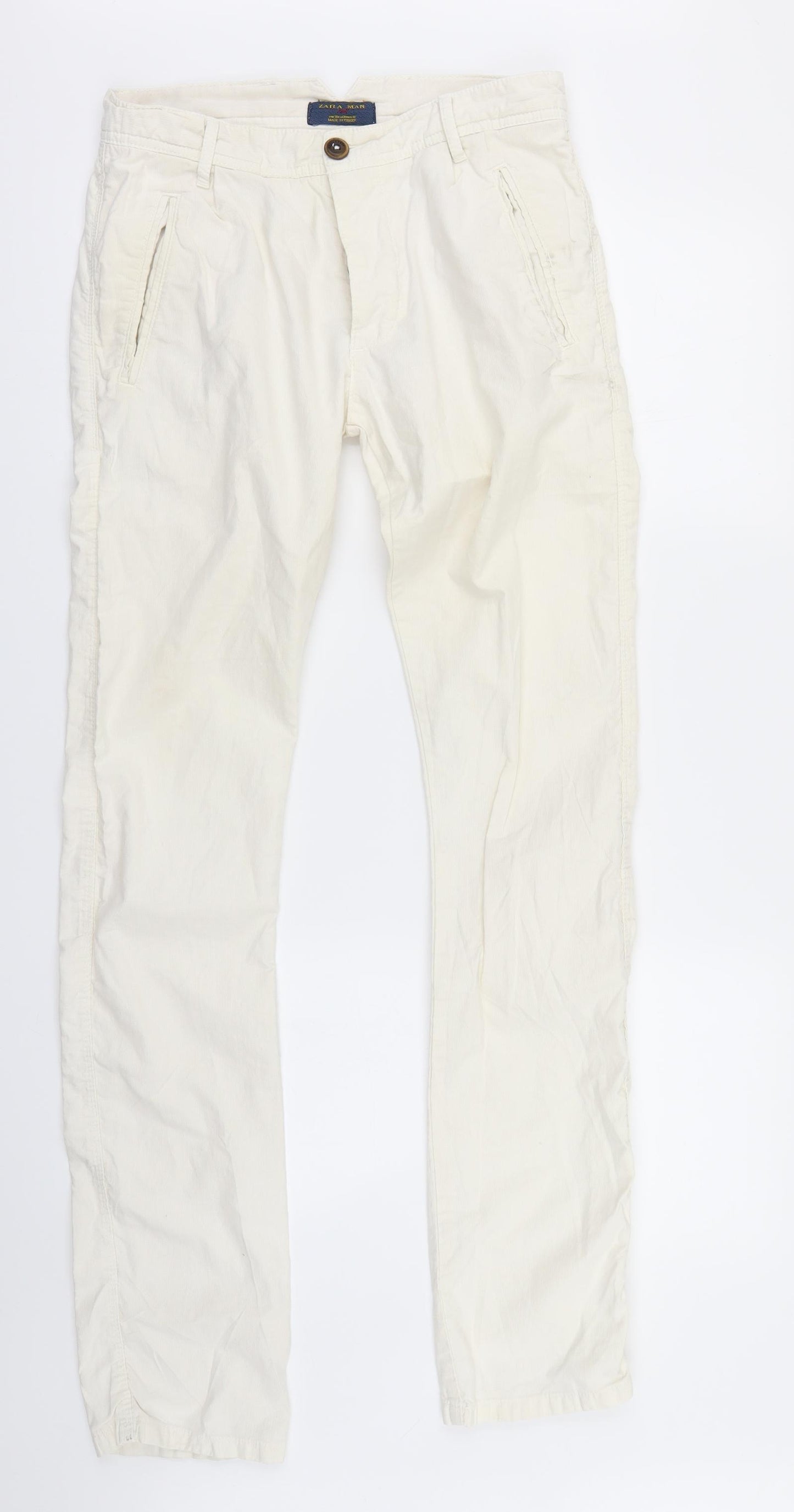Zara Mens Ivory   Chino Trousers Size 28 in L30 in