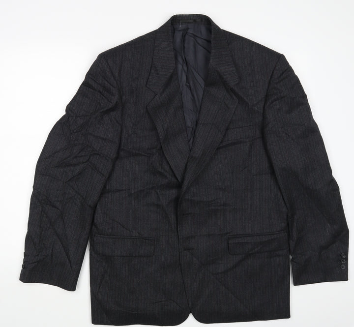 Label Mens Grey Striped Jacket Suit Jacket Size 44