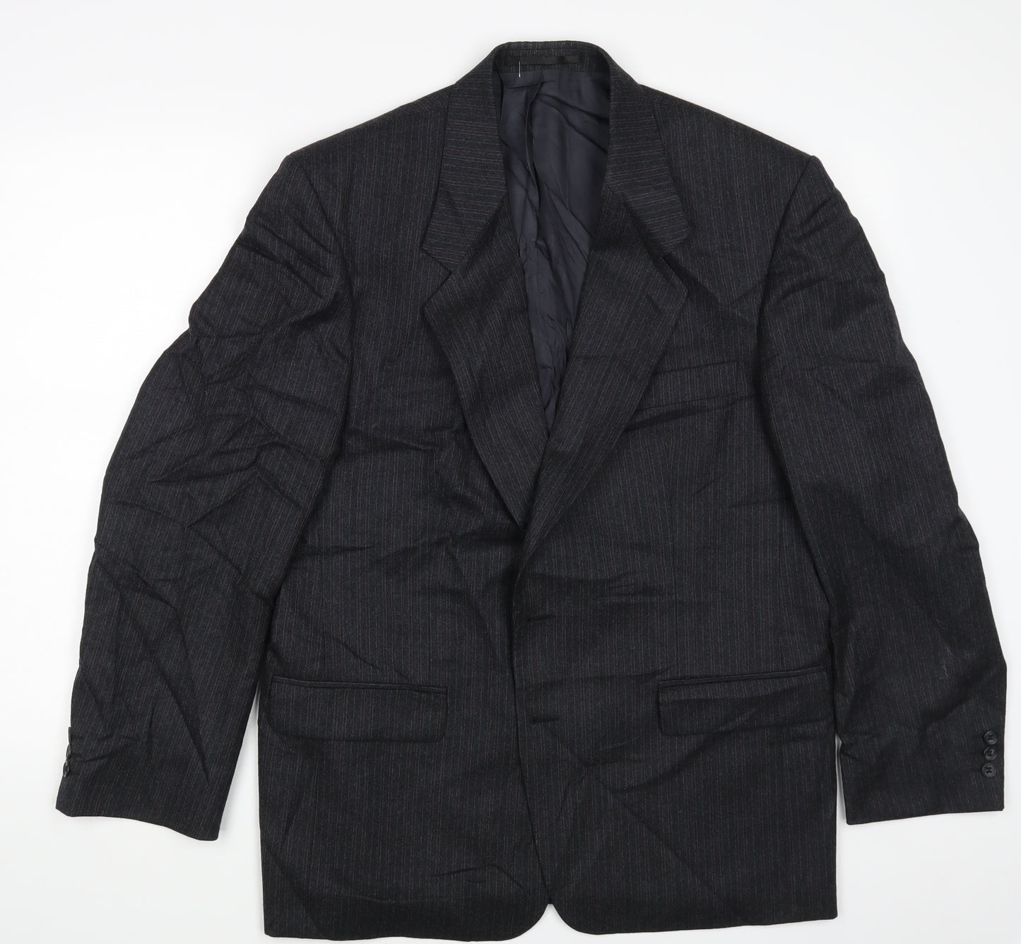 Label Mens Grey Striped  Jacket Suit Jacket Size 44