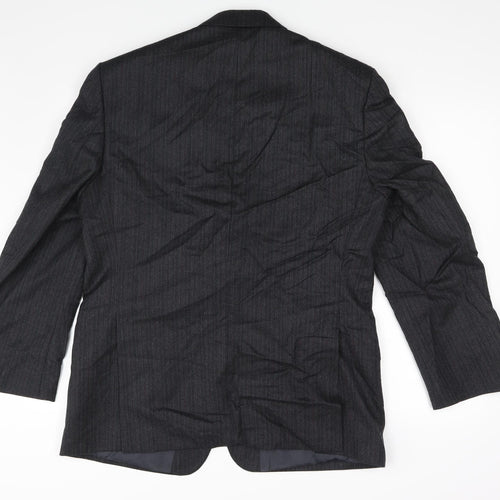Label Mens Grey Striped  Jacket Suit Jacket Size 44