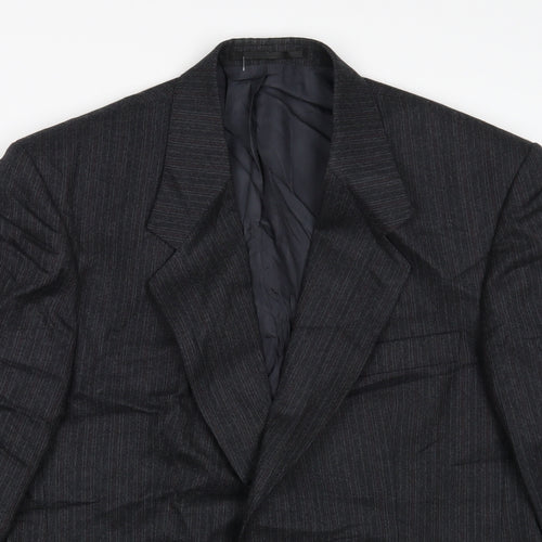 Label Mens Grey Striped  Jacket Suit Jacket Size 44